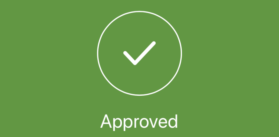 This image shows a green screen and white checkmark with the word Approved, indicating that the MFA was successful