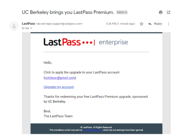 Hello, Click to apply the upgrade to your lastpass account