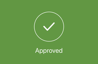 Image of green Duo screen showing "approved" message